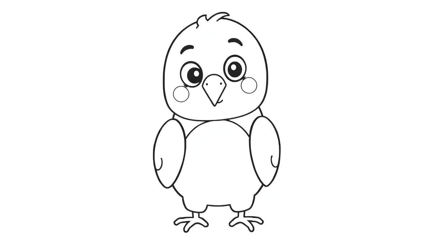 Um filhote de pássaro pronto para colorir.