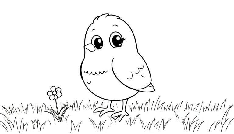 Um pássaro bonito em um color panel para colorir.