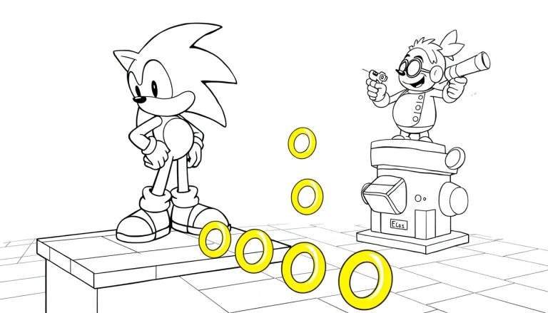 Sonic e Dr. Eggman num color panel para pintar.