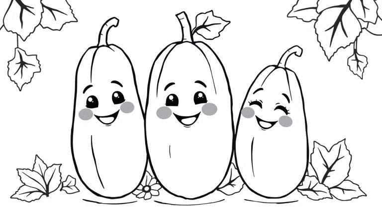 Três abóboras de desenho animado sorrindo, rodeadas por folhas de outono, em um color panel.