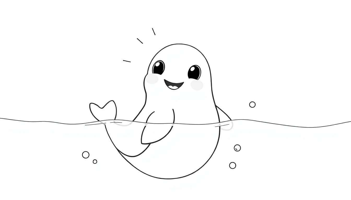 Uma foca adorável em um color panel, nadando alegremente na água com bolhas ao redor.