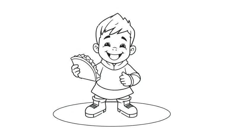 Um menino sorridente com um taco de hóquei, em pé num color panel de gelo.