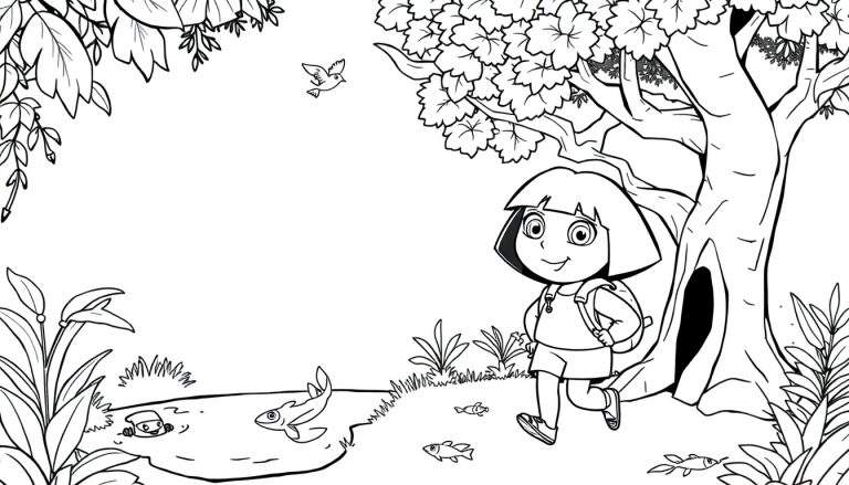 Dora a exploradora, pronta para colorir, aventura na selva, color panel