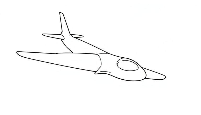 Desenho de linha de um avião a jato.