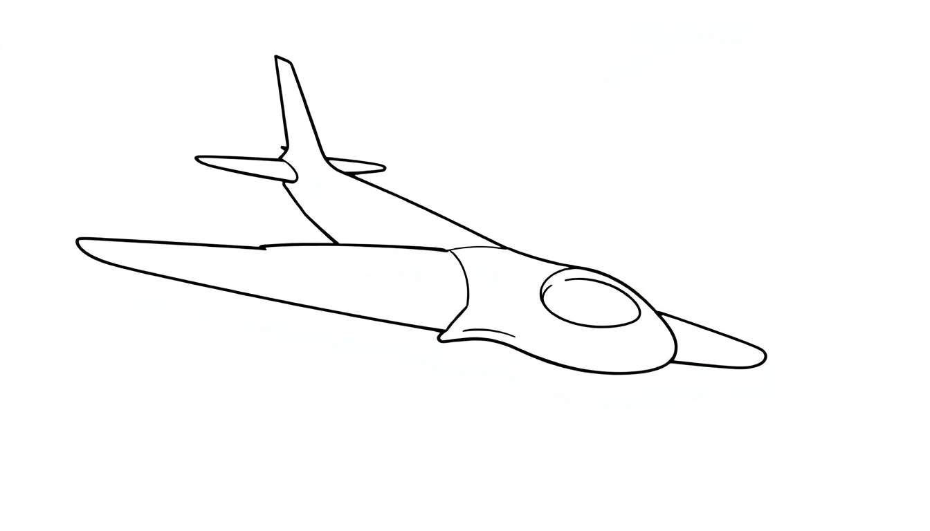 Desenho de linha de um avião a jato.