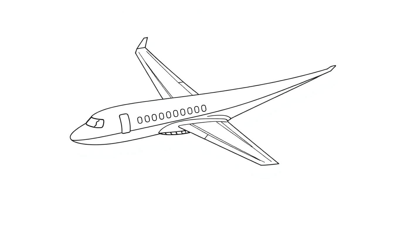 Um avião de linhas pretas em um fundo branco, pronto para ser pintado, color panel.