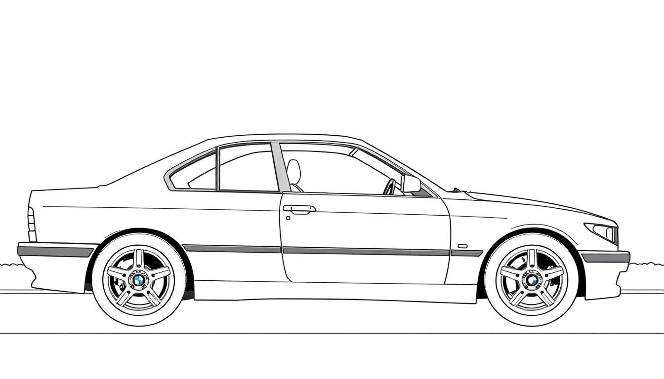 Um carro BMW elegante em um color panel, pronto para ser pintado.
