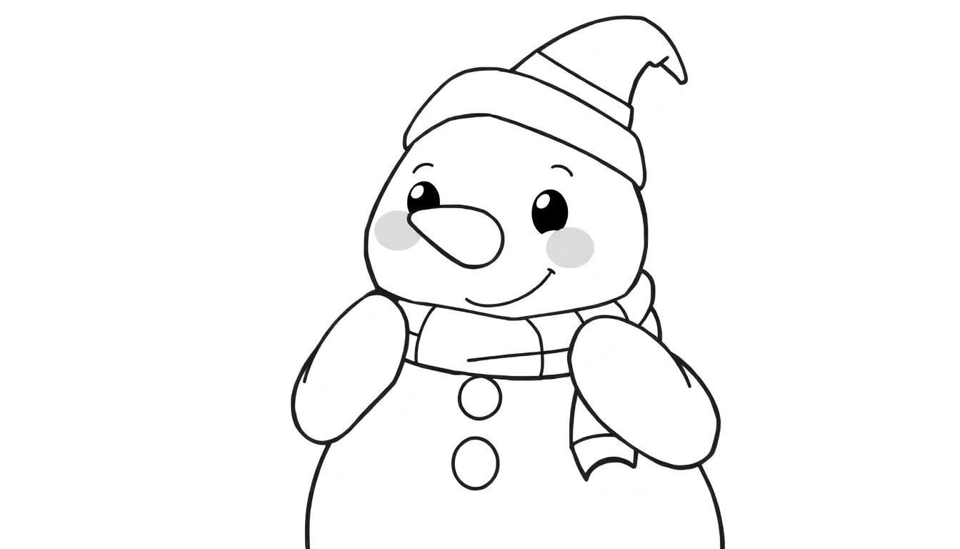 Um boneco de neve simpático pronto para ser colorido, com um color panel.
