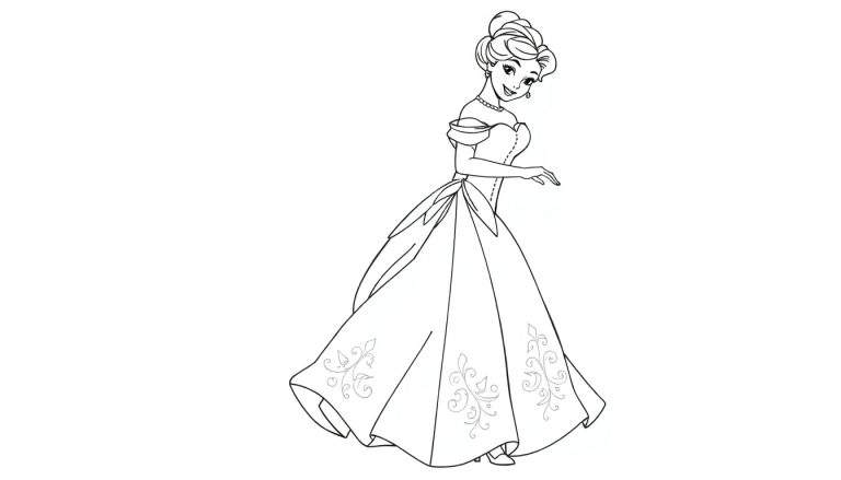 Cinderela em seu vestido de baile, um color panel pronto para a magia.