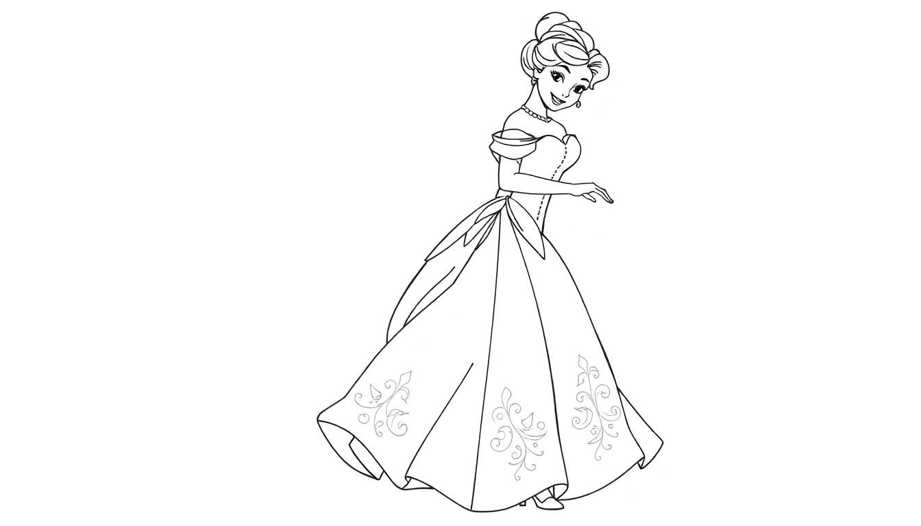 Cinderela em seu vestido de baile, um color panel pronto para a magia.