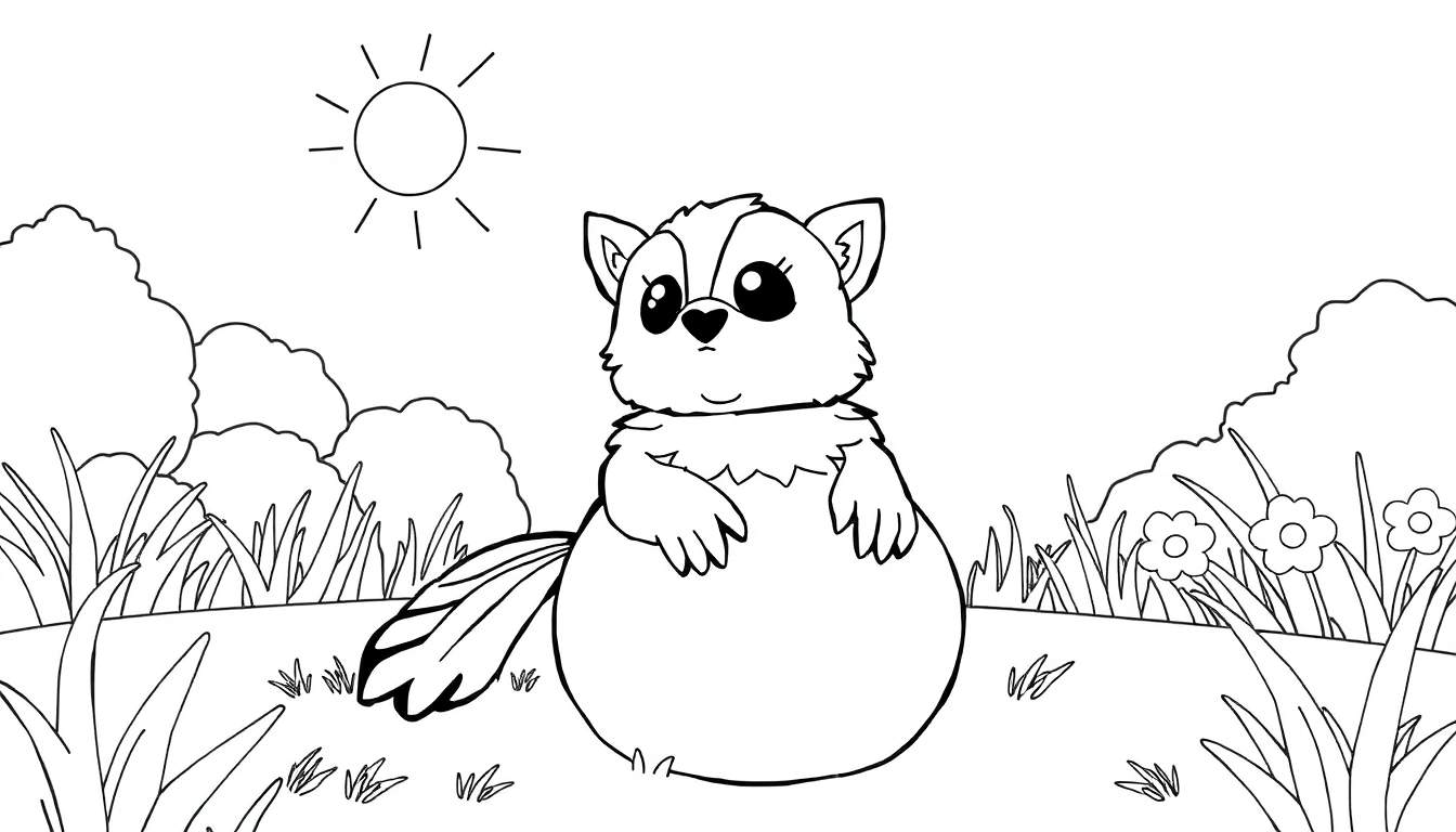 Esquilo em um color panel de grama com sol.
