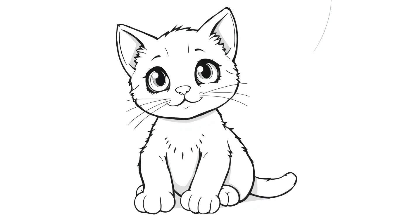 Um gatinho fofo sentado à espera de ser colorido num color panel.