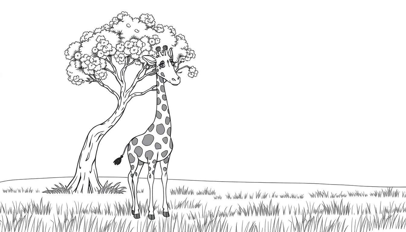 Girafa em um color panel comendo flores.
