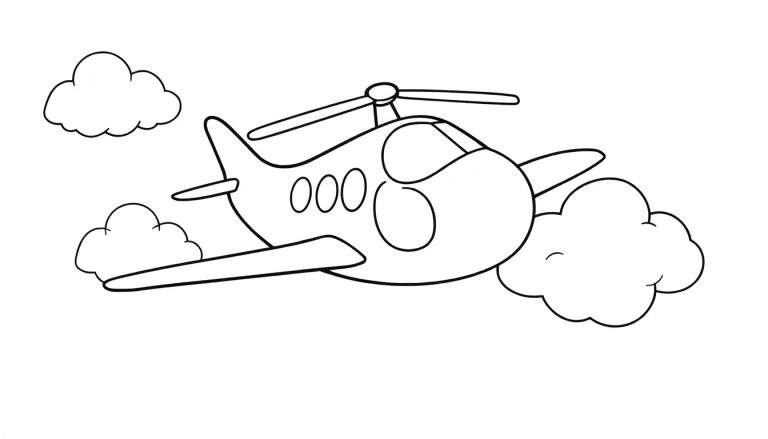 Desenho de linha de um helicóptero sorridente em um color panel
