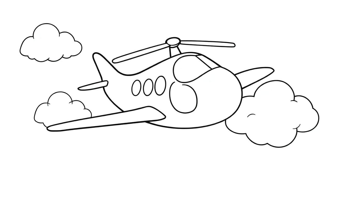 Desenho de linha de um helicóptero sorridente em um color panel