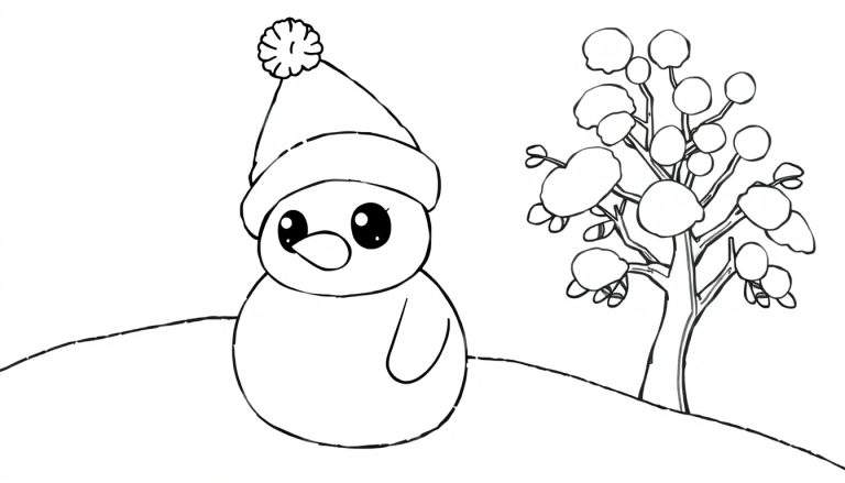 Pinguim de inverno com chapéu em um color panel.