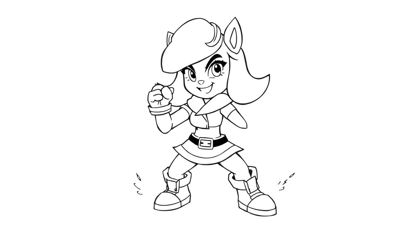 Página de colorir de Shelly, a Brawler lobo, em pose de luta com sua espingarda.