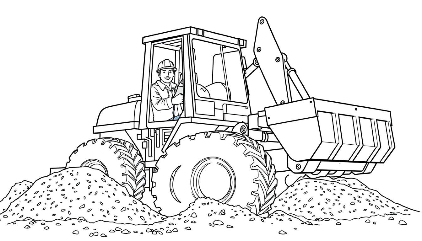 Trator de esteira em um canteiro de obras, visto em um color panel.