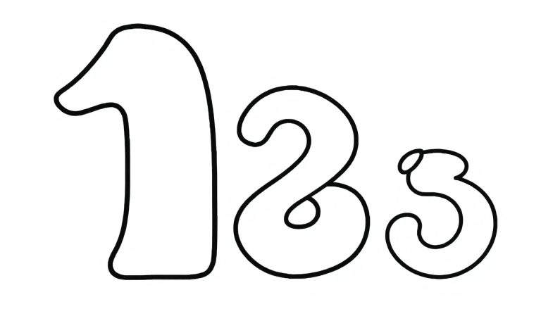 Color panel with numbers 1, 2, and 3 resembling balloons.