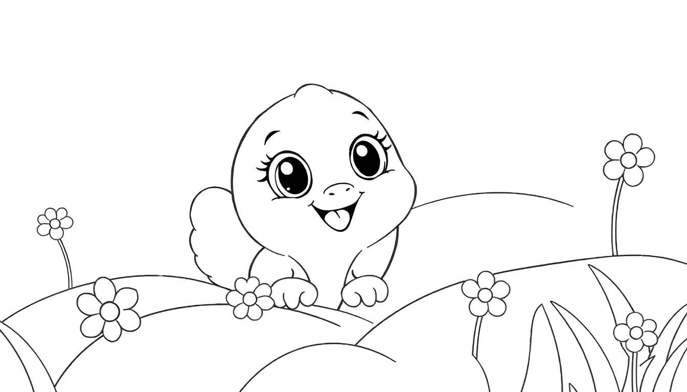 Um pássaro bebê adorável em um color panel de flores.