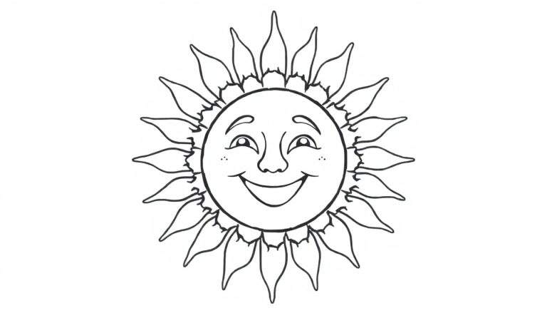 Um sol sorridente em um color panel com raios amarelos.