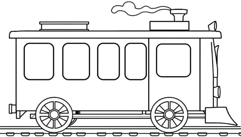 Um trem preto e branco em uma pista, com fumaça saindo da chaminé.