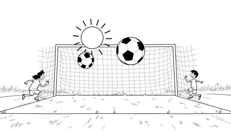 Página para colorir com crianças a jogar futebol