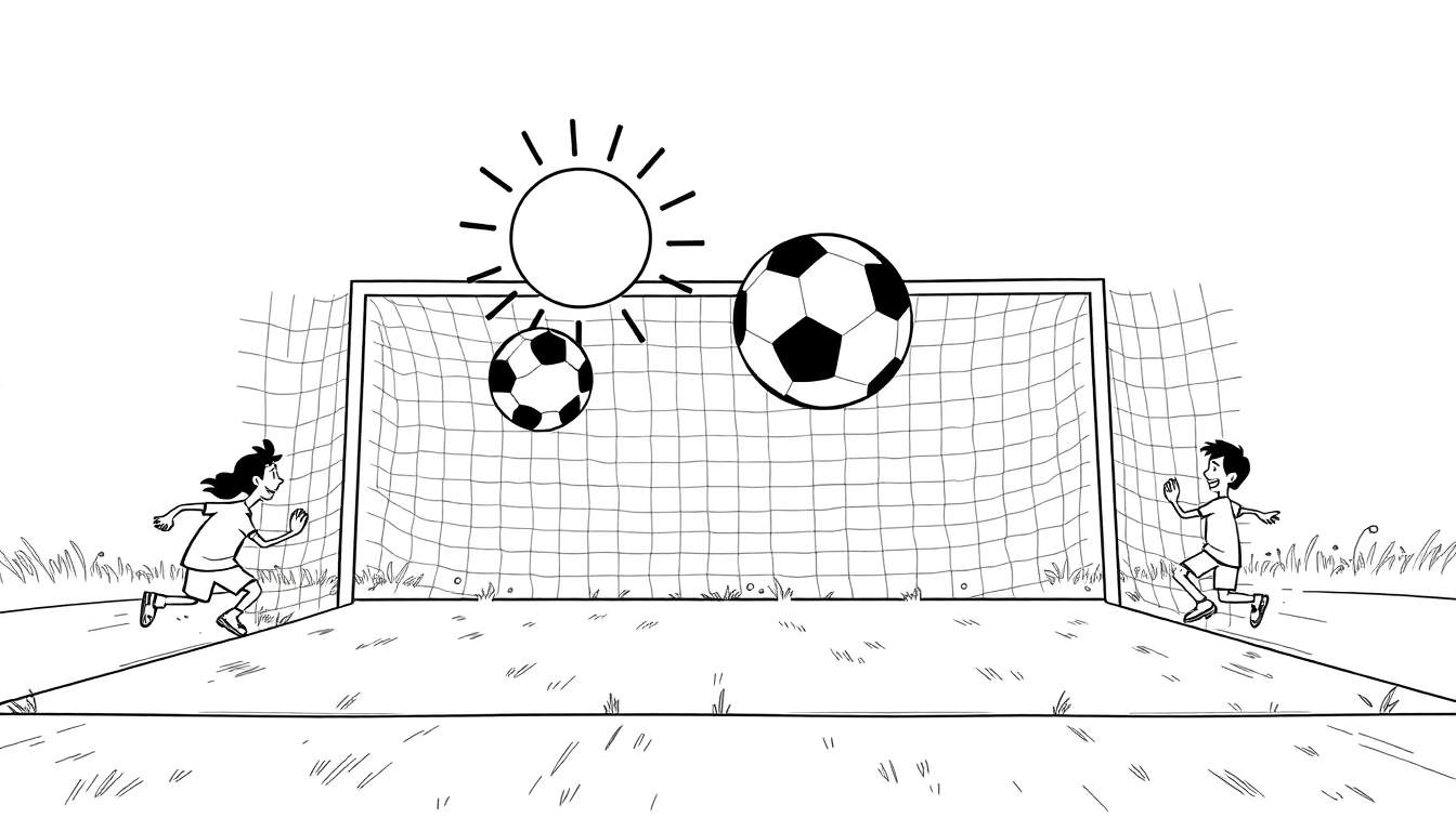 Página para colorir com crianças a jogar futebol