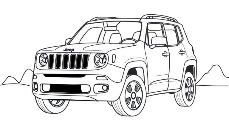 Página para colorir mostrando um carro clássico com linhas simples para pintar.